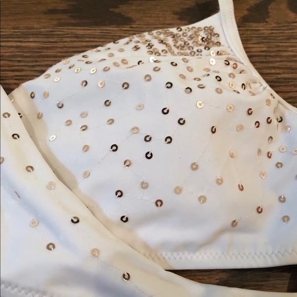 VS PINK White Bikini Top with Gold Sequins - Picture 4 of 5